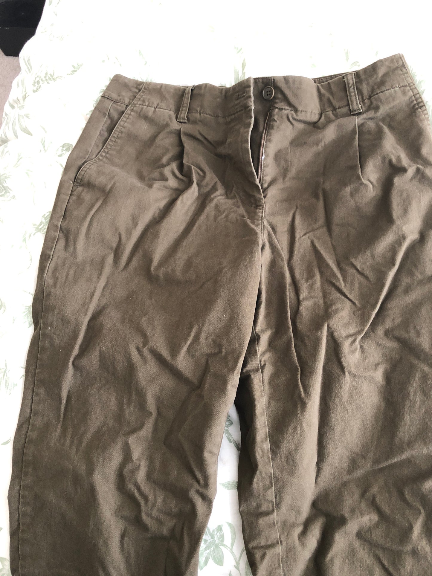 Talbots pleated pants 10P olive green