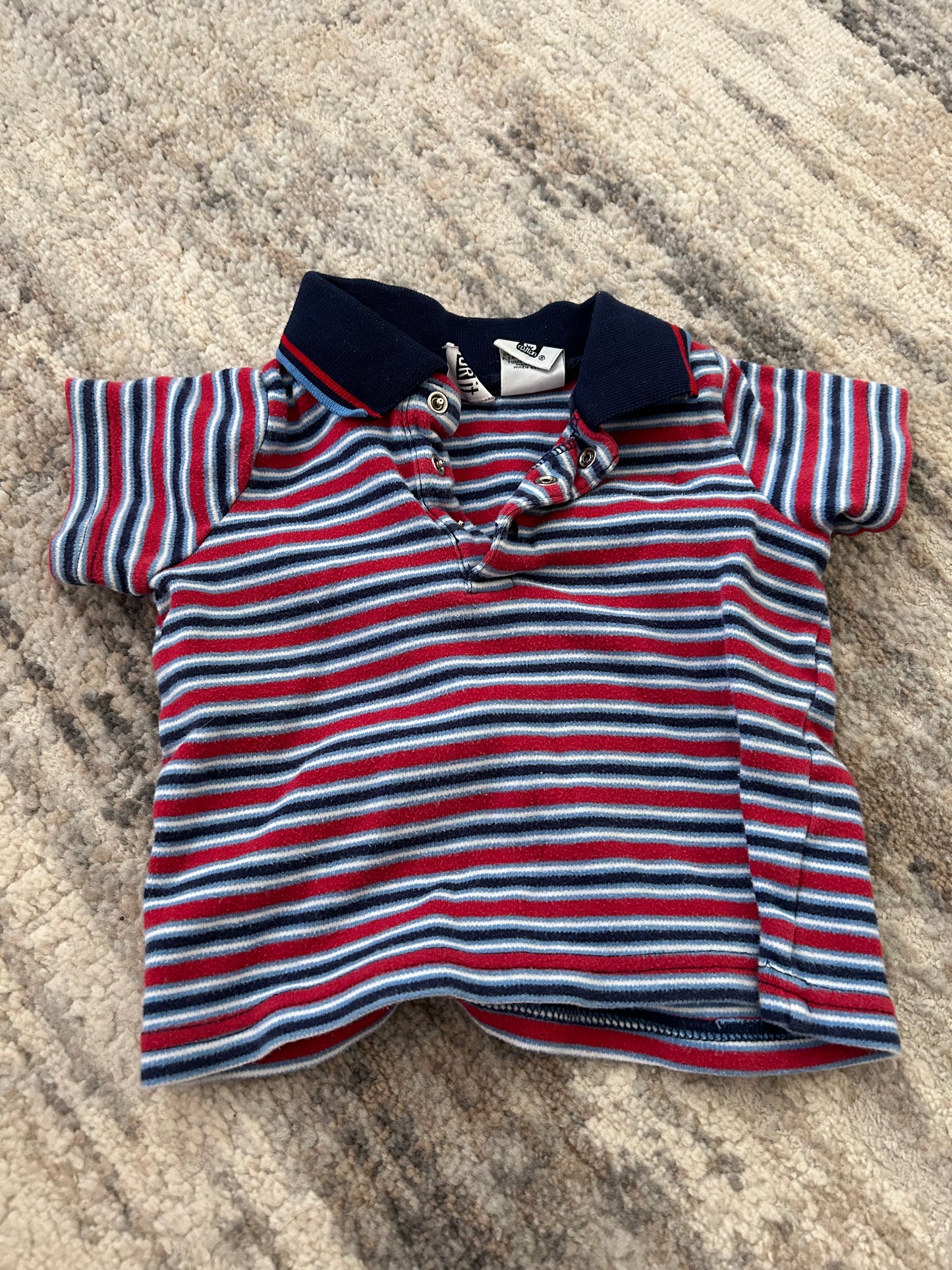 Blue red stripped polo